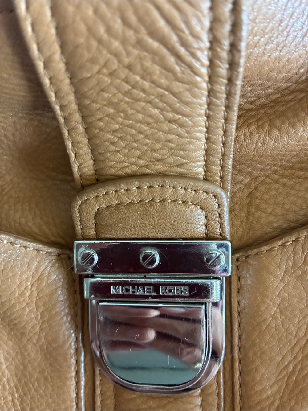 Michael Kors Pebbled Leather Saddle Shoulder Bag in Brown - Picture 2 of 6